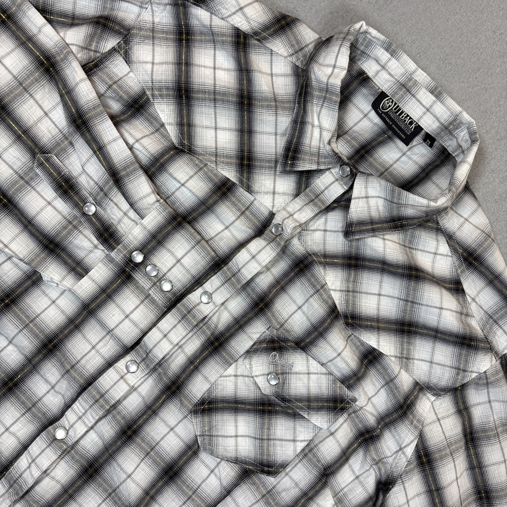 Outback‎ Trading Co. Shirt Western Pearl Snap plaid flannel Work Women Size 2X